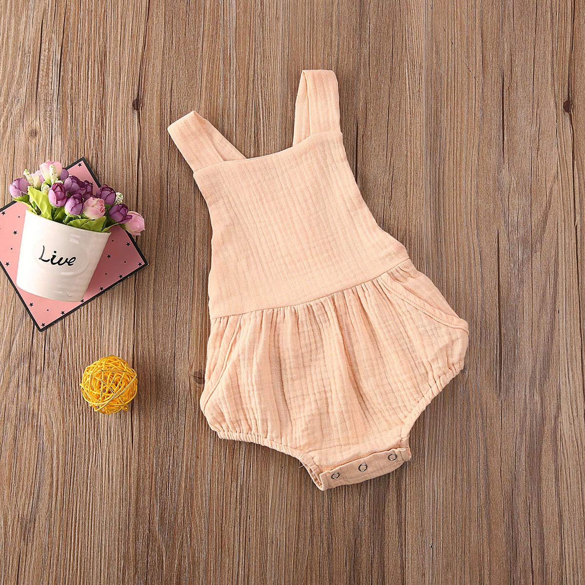 Newborn Baby Boy & Girl Sleeveless Romper Bodysuit - 100% Cotton Summer Outfit, Backless Overalls for Infants | Perfect for Playtime, Beach & Photo Shoots