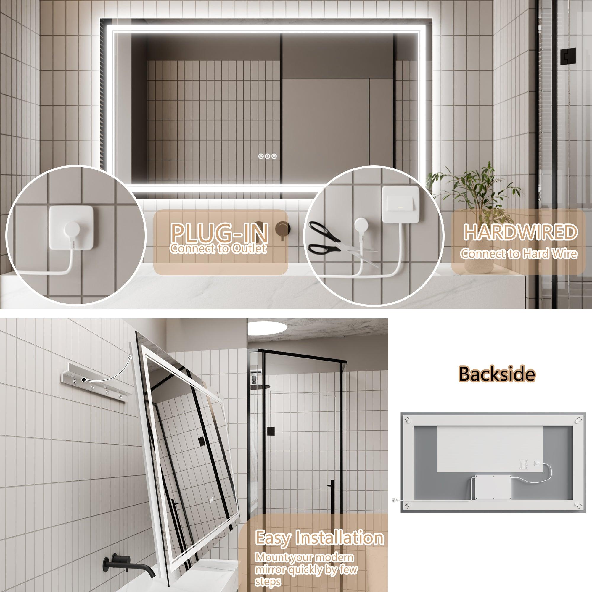 Anti-Fog LED Bathroom Mirror with Dimmable Backlit & Touch Switch - GlareGuard Illuminated Vanity Mirror for Makeup, Shaving & Home Decor