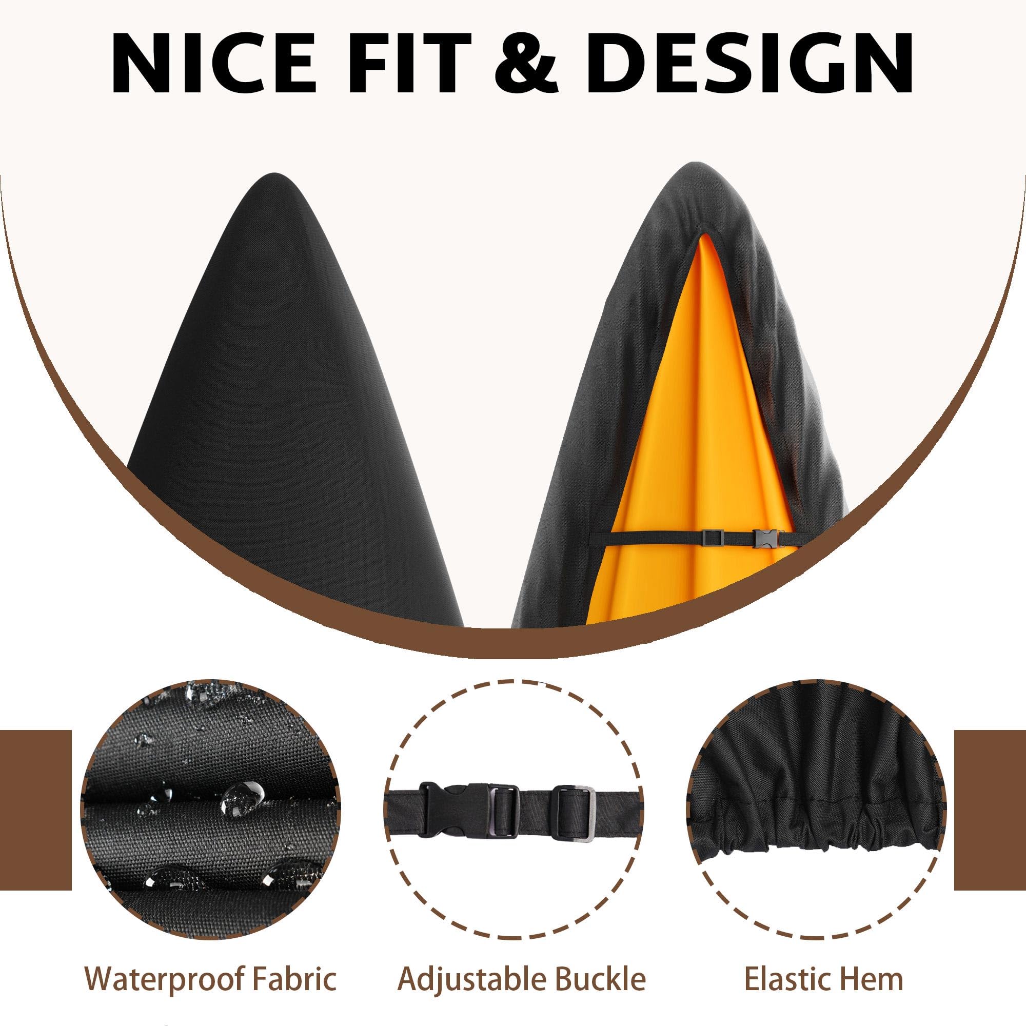 iBirdie Kayak Cover 14-15 Feet - Waterproof, UV & Dust Resistant Heavy Duty 600D Storage Cover for Outdoor & Indoor Kayak Cockpit Protection - Perfect for Kayak Storage, Travel & Weather Protection