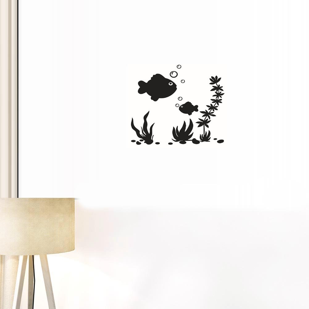 BIBITIME Underwater World Fish Wall Decal Set - Large & Small Fish, Algae, Aquatic Plants & Bubble Stickers - Removable Vinyl Nursery Decor for Kids Bedroom, Bathroom & Playroom - Perfect for Ocean Theme Rooms & Underwater Adventure Decor