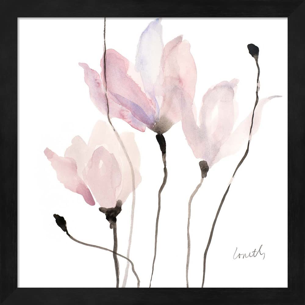 Floral Sway II Framed Wall Art Print by Lanie Loreth - 13x13 Inches with Deep Black Frame - Perfect for Living Room, Bedroom & Office Decor