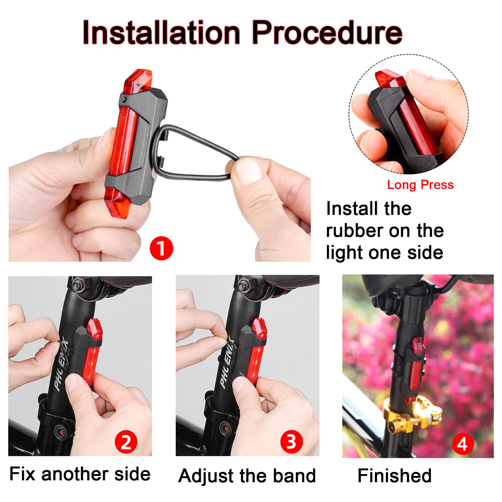 2 Pack USB Rechargeable LED Bike Tail Lights - Waterproof Bicycle Rear Safety Light with 4 Bright Modes for Night Cycling | Perfect for Men, Women & Kids on Road, MTB, Commuting and Outdoor Adventures