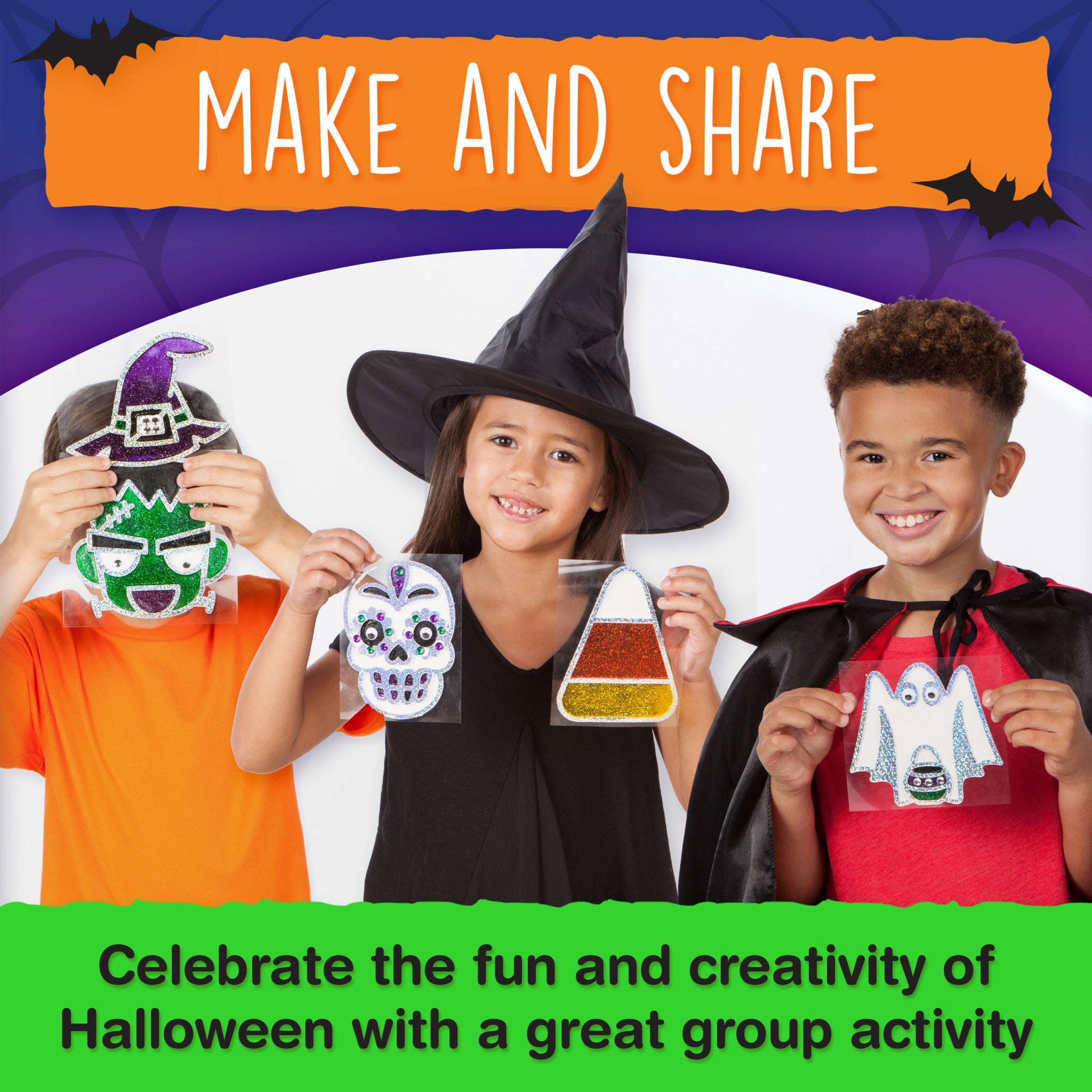 Halloween Sparkle Window Art Kit - Easy DIY Window Decorations for Kids & Adults - Perfect for Halloween Party, Home, Classroom Decor (Set #6315000)