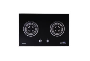 Ellane 60cm/90cm Slimline Hood with Black Panel EH 9180 + Ellane WG 2SV 80cm 2 Burner Glass Gas Cooker - Modern Kitchen Ventilation & Cooking Solution for Home & Restaurant Use