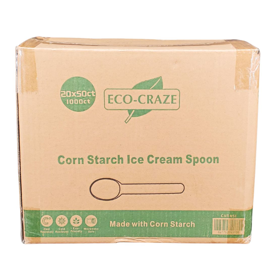 Eco-Friendly Corn Starch Ice Cream Spoons - Biodegradable & Compostable Disposable Cutlery for Parties, Picnics, and Dessert Events