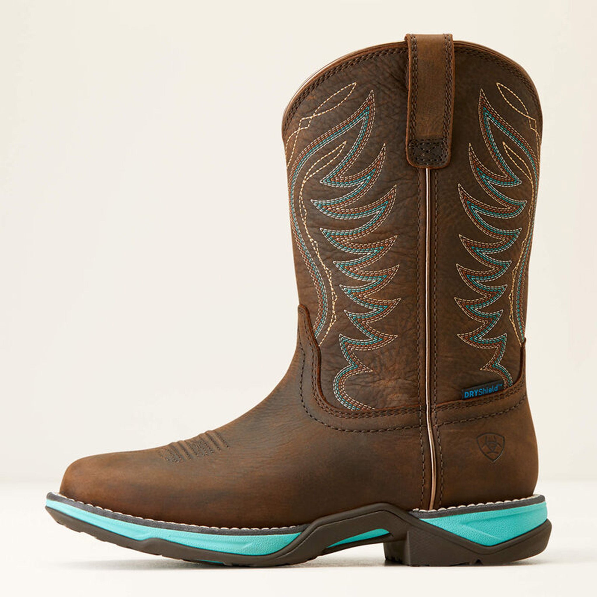 Ariat Women's Brown & Turquoise Anthem H2O Waterproof Cowboy Boots - Comfortable Riding & Outdoor Work Boots for Horseback Riding, Ranch Work & Country Fashion