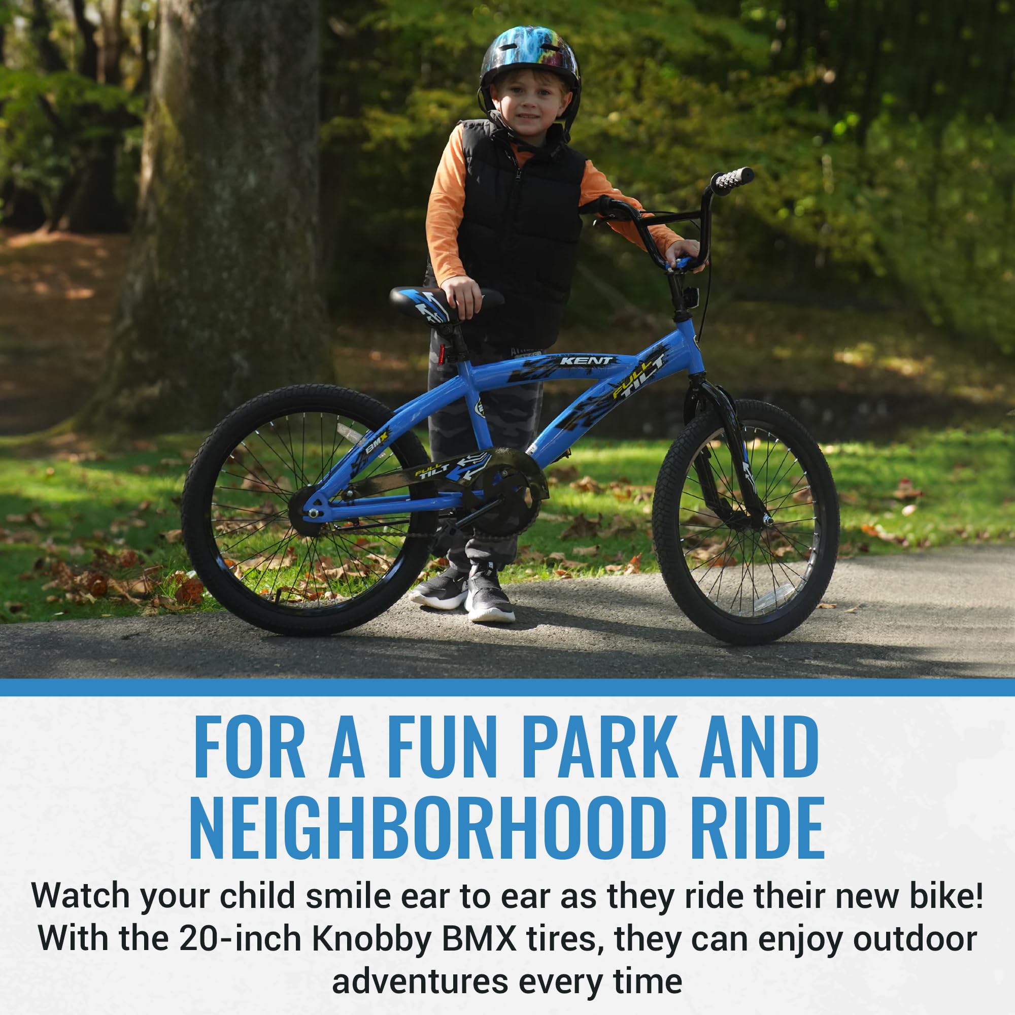 Kent International Full Tilt 20 Inch Kids Bike for Ages 7-13 - Adjustable Padded Seat & Handlebar, Front Hand Brakes & Rear Coaster Brakes - Perfect for Neighborhood Rides, Park Adventures & Learning to Cycle