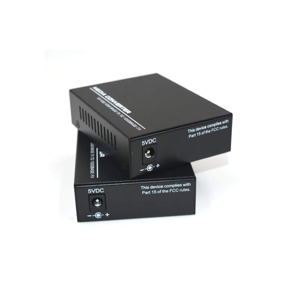 10/100/1000Mbps Gigabit Ethernet Fiber Media Converter Pair - RJ45 to 1000M Single-Mode SC Fiber Converter (40Km/24.9mi Range) - Ideal for Office Networks, Data Centers & Long-Distance Internet Connections