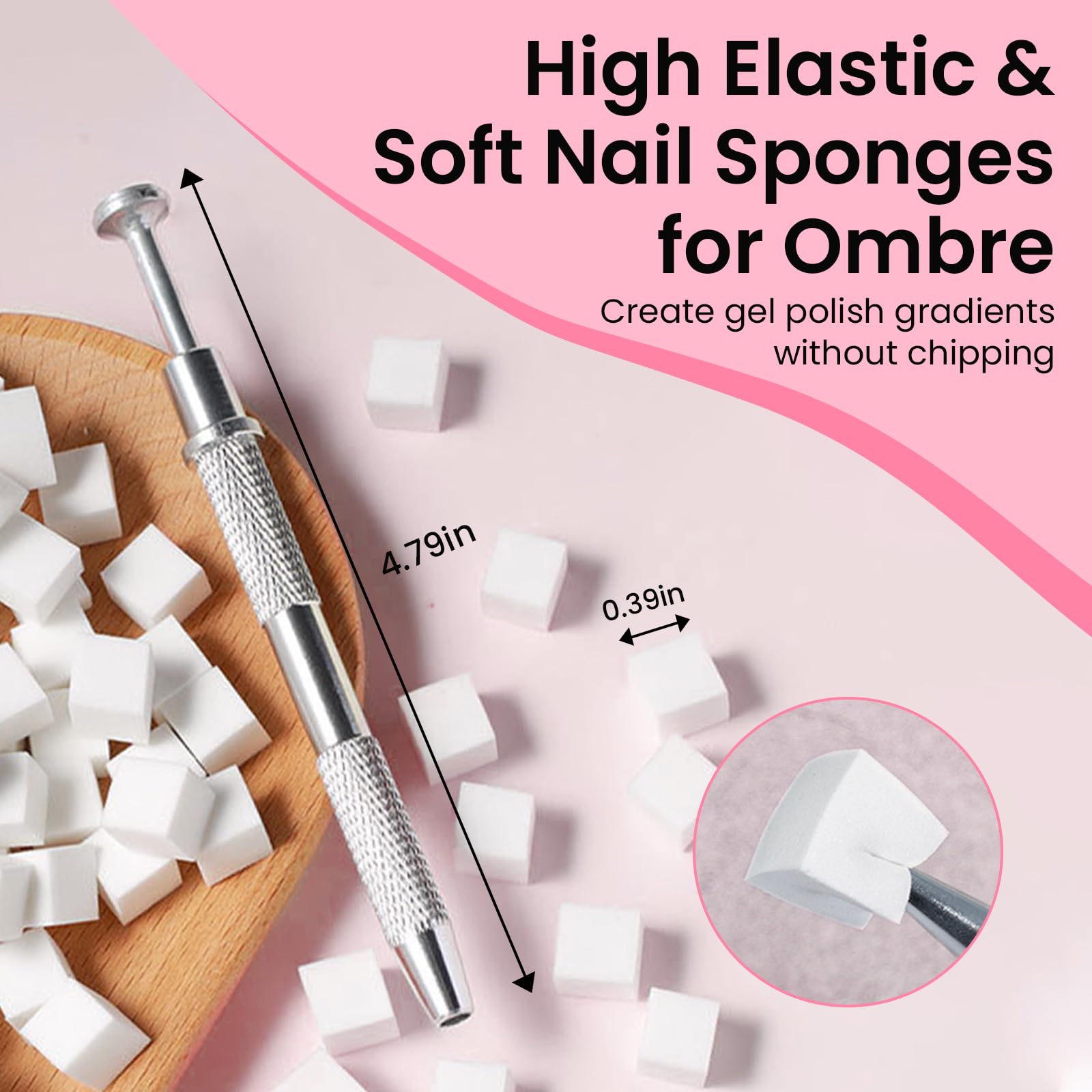 150Pcs Soft Nail Art Sponges for Ombre & Gradient Nails - Includes Metal Grabbing Pen - Professional Salon & DIY Home Manicure Supplies - Perfect for French Tips, Acrylics & Gel Polish Application