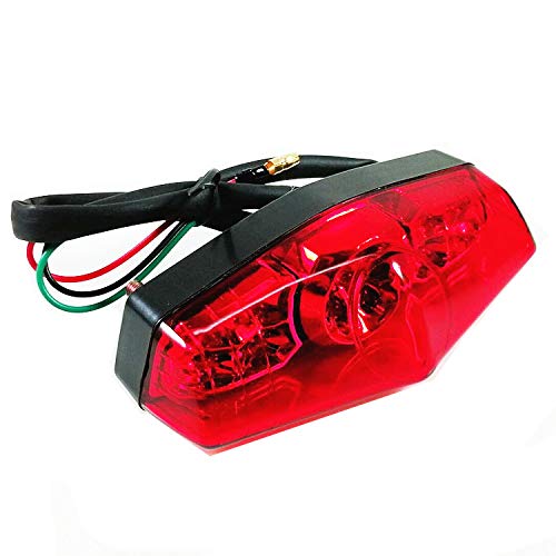 12V Universal 15 LED Motorcycle Tail Light - Red LED Brake Stop Light for Street Bikes, ATV, Scooter - Compatible with Honda, Yamaha, Suzuki, Kawasaki - Durable Rear Lamp for Offroad & Night Riding Safety