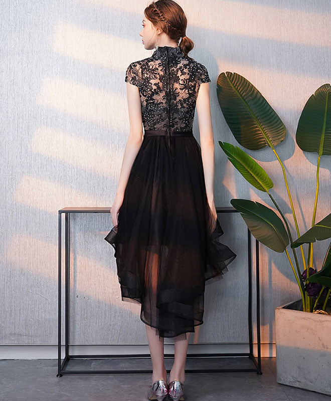 Elegant Black Tulle Lace Short Prom Dress | Homecoming Party Dress for Teens | Perfect for Dances, Formals & Special Occasions