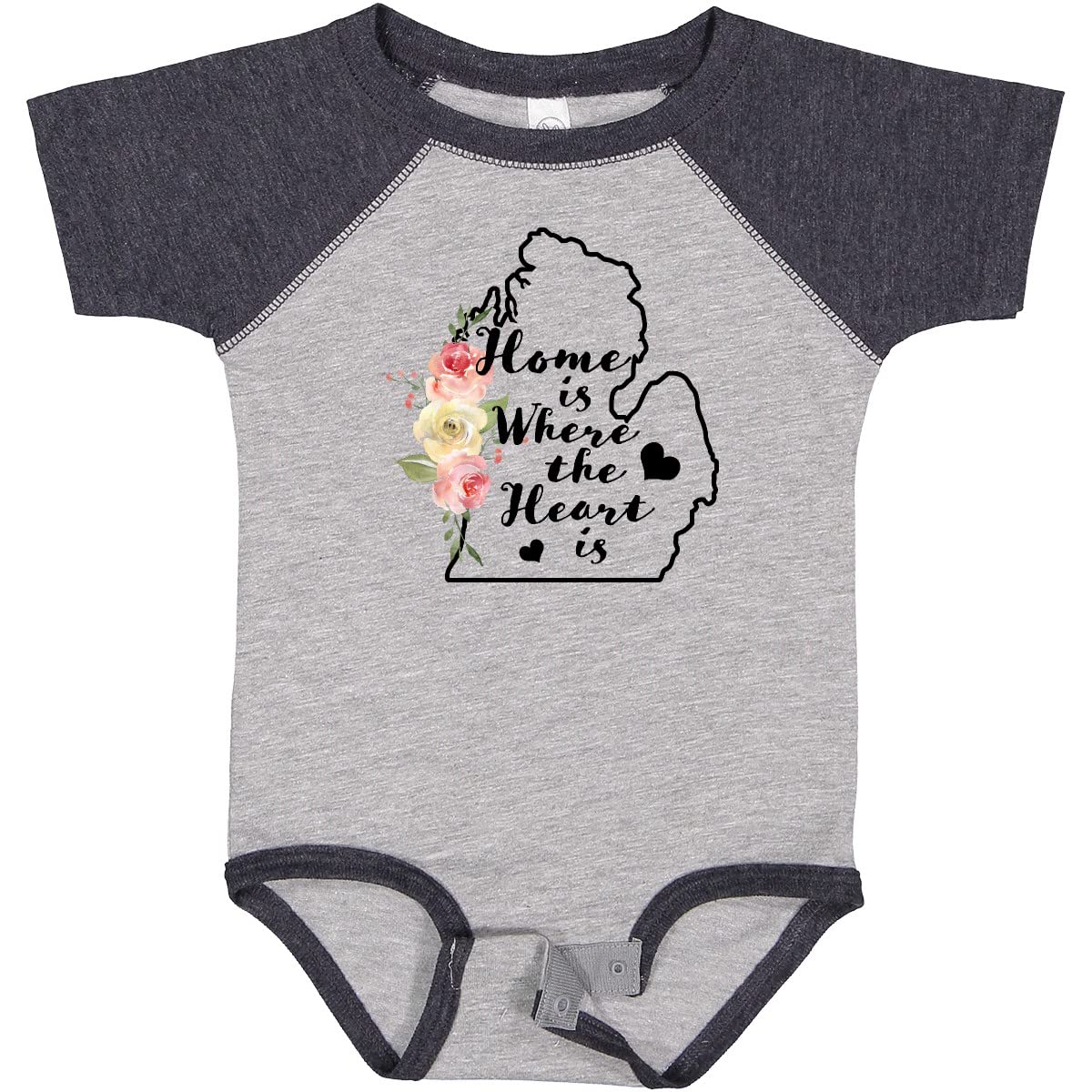 Inktastic Michigan Home is Where The Heart is Watercolor Baby Bodysuit - Soft Cotton Infant Onesie for Newborns, Boys & Girls - Perfect for Family Photos, Holidays & Everyday Wear