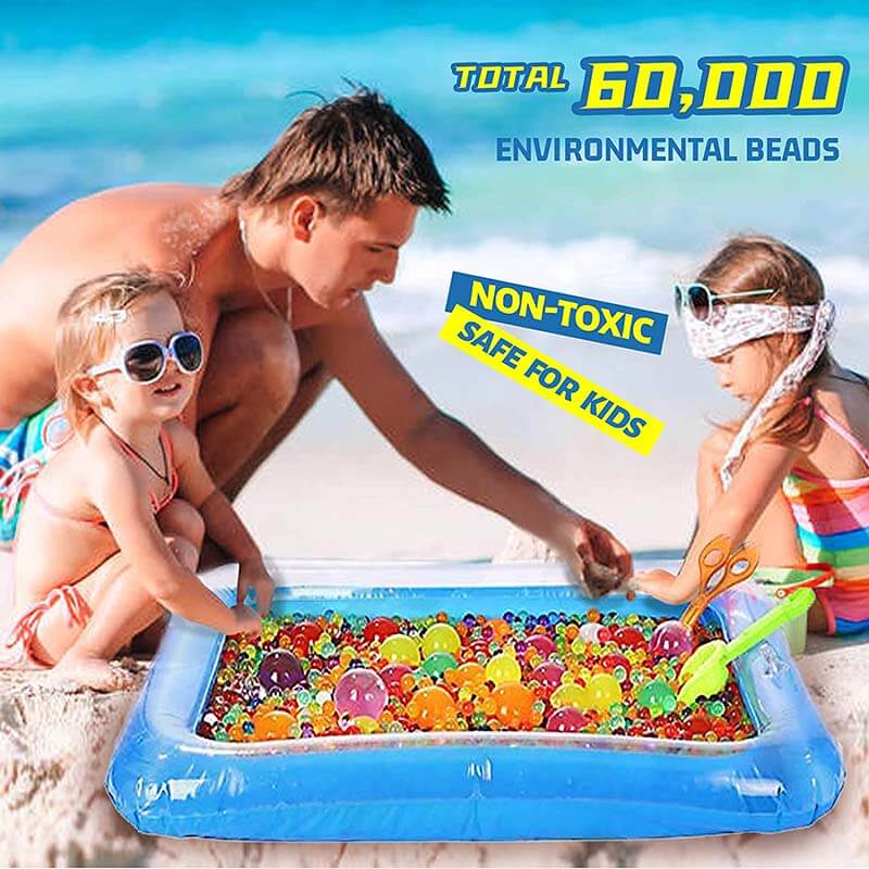 2 Pack 60,000Pcs 7-8mm Colorful Water Beads Gel Balls for Kids Sensory Play, Slime Making, and Water Balloon Fights - Non-Toxic & Biodegradable