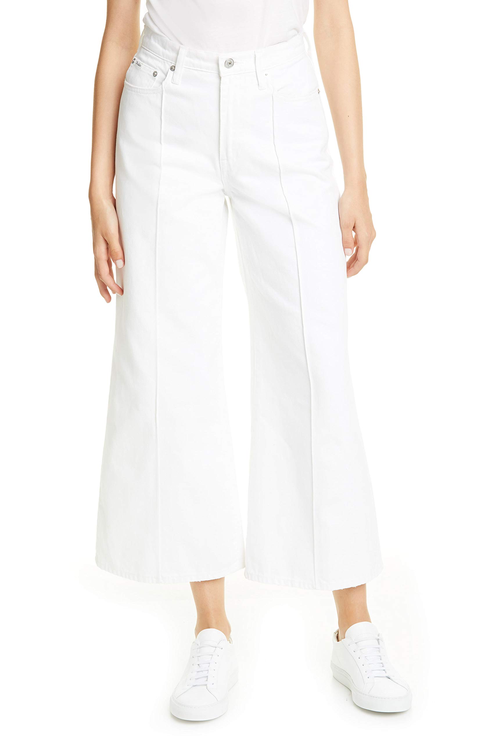 Ralph Lauren Women's Polo BB Wide Leg Crop Jeans - High Waist Distressed Denim Pants for Casual & Streetwear Outfits