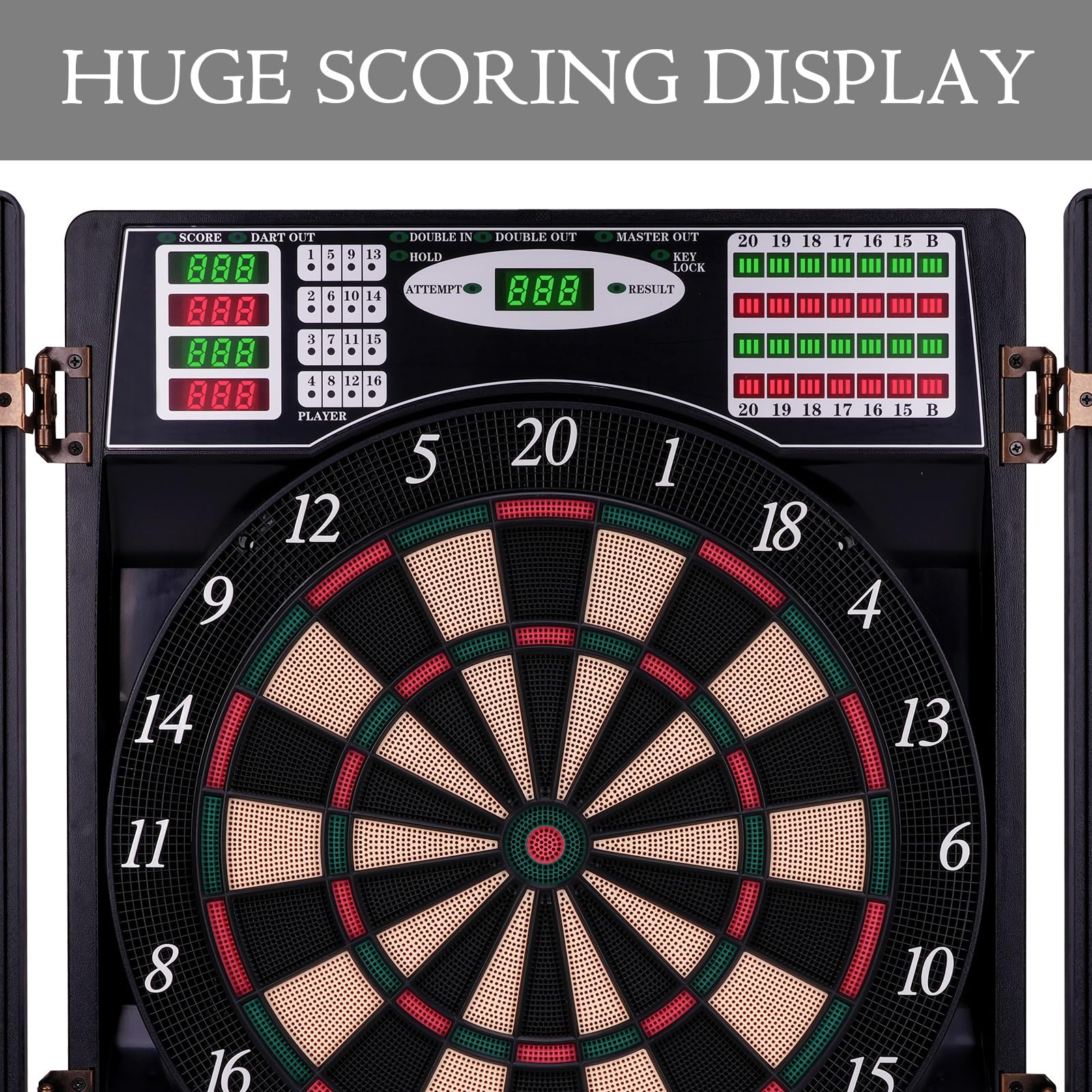 Electronic Dart Board LED Digital Dartboard Set with Cabinet - 12 Soft Tip Darts for Adults | Perfect for Game Rooms, Bars, and Home Entertainment