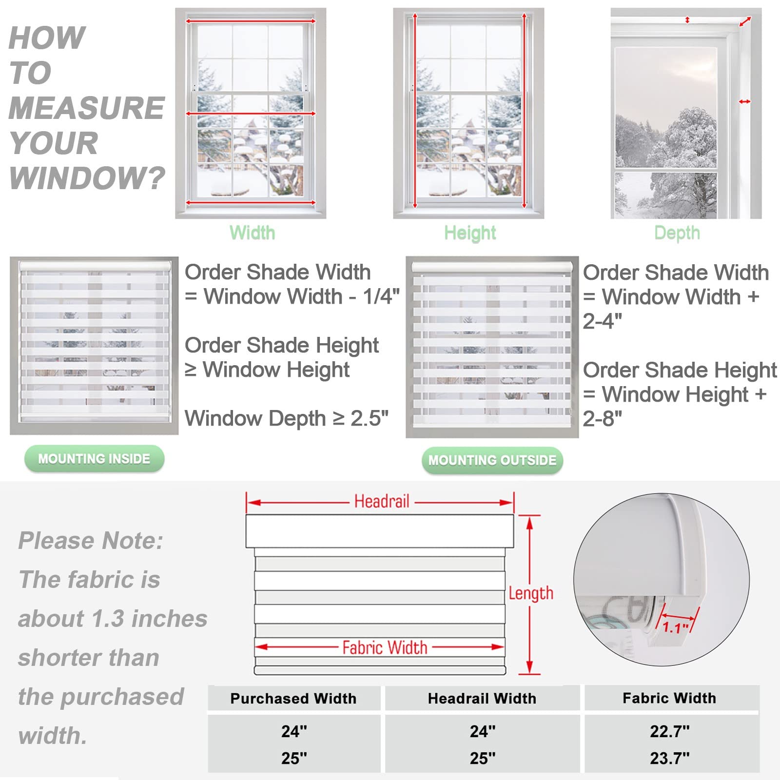 MiLin Cordless Zebra Blinds - Custom Cut Dual Layer Roller Shades for Windows (14