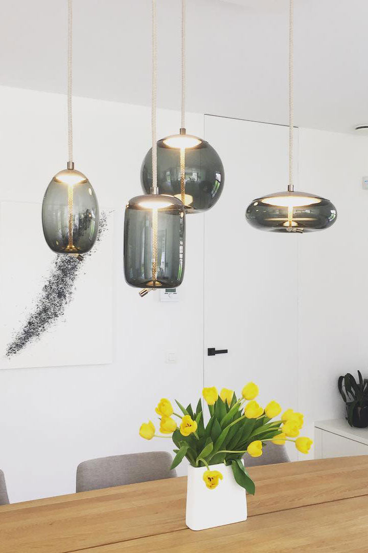 Handmade Modern Blown Glass Pendant Lights - Elegant Hanging Lighting Fixtures for Dining Room, Kitchen Island & Living Room Decor