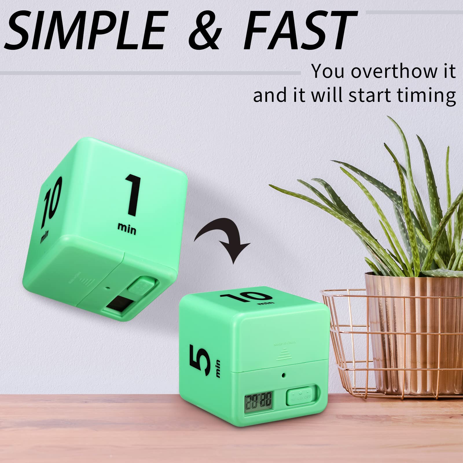 2-Piece Cube Timer Set with Gravity Sensor - 1/3/5/10 & 15/20/30/60 Minute Intervals (Green & Blue) - Perfect for Kids' Workouts, Classroom Activities, and Family Game Time Management