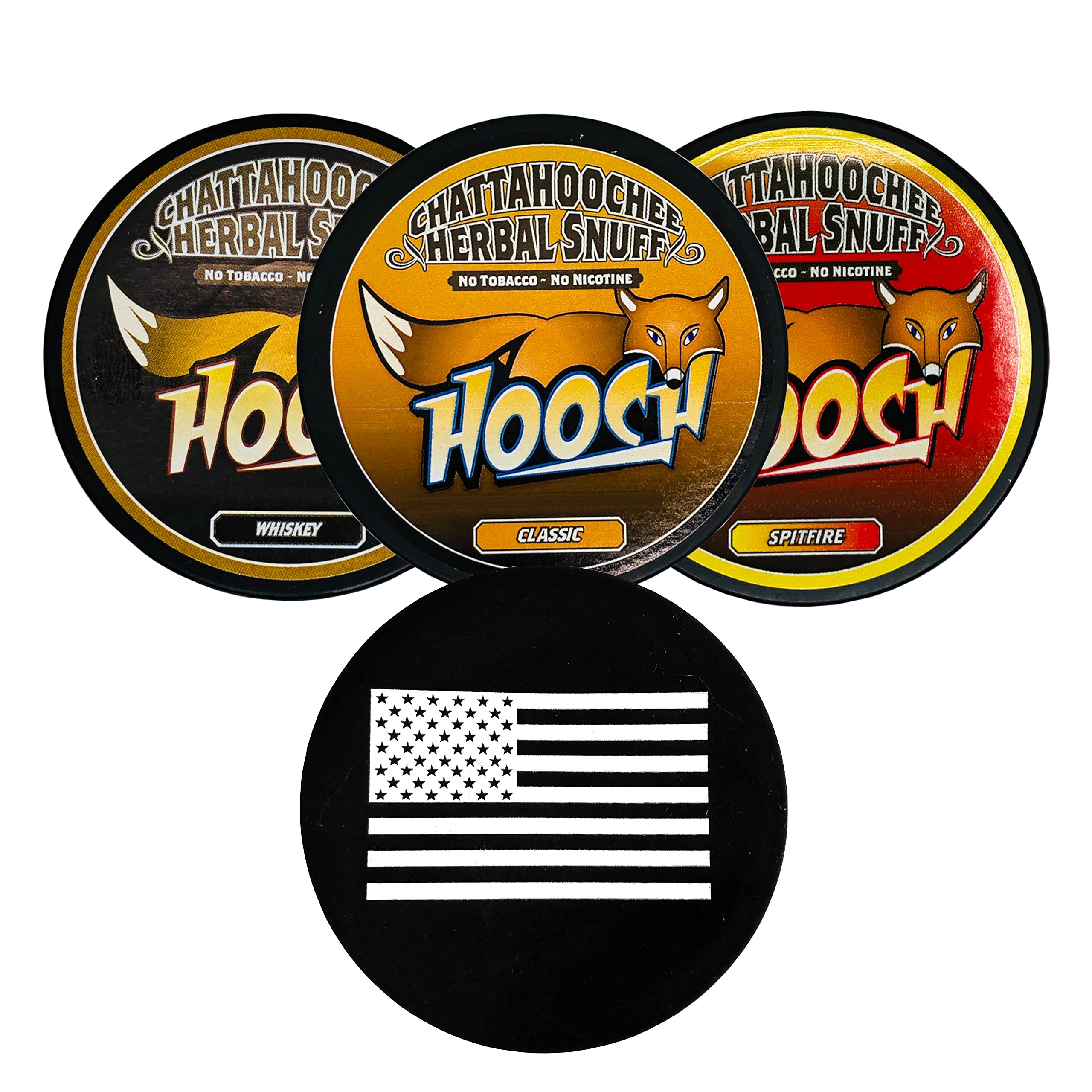 3 Can Variety Sampler (Whiskey, Classic & Spitfire) Fine Cut Tobacco with DC Crafts Nation Skin Can Cover - Patriotic US Flag Design | Perfect for Camping, Tailgating & Outdoor Adventures