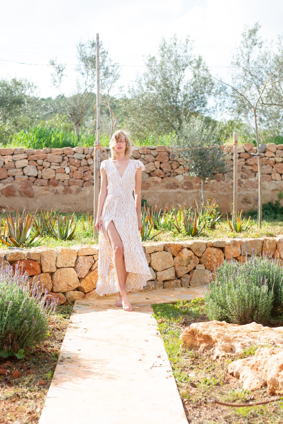 Boho Beach Dress for Women - Nafisa Dream Flowy Maxi Dress for Summer, Vacations & Sandy Beach Outings