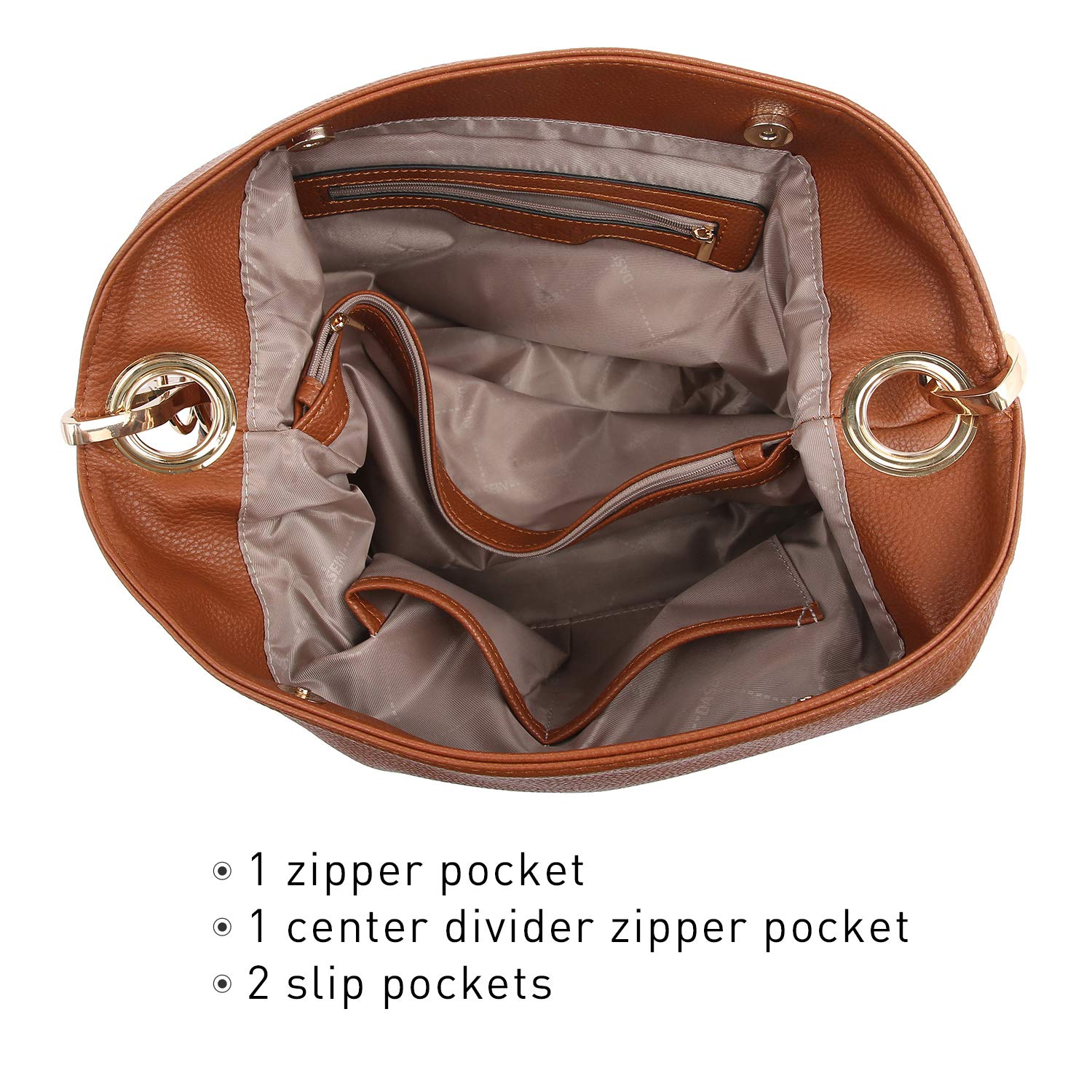 Dasein Women's Soft PU Leather Hobo Purse - Slouchy Shoulder Bag with Top Handle, Casual Tote for Work, Shopping & Travel