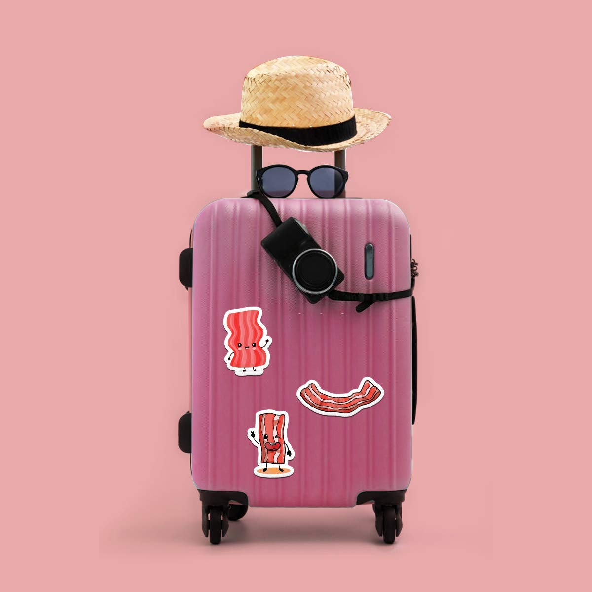 20 PCS Bacon Aesthetic Scented Vinyl Stickers - Colorful Waterproof Decals for Water Bottles, Laptops, Scrapbooking, Luggage, Guitars & Skateboards - Perfect for DIY Crafts, School Supplies & Personalizing Your Belongings