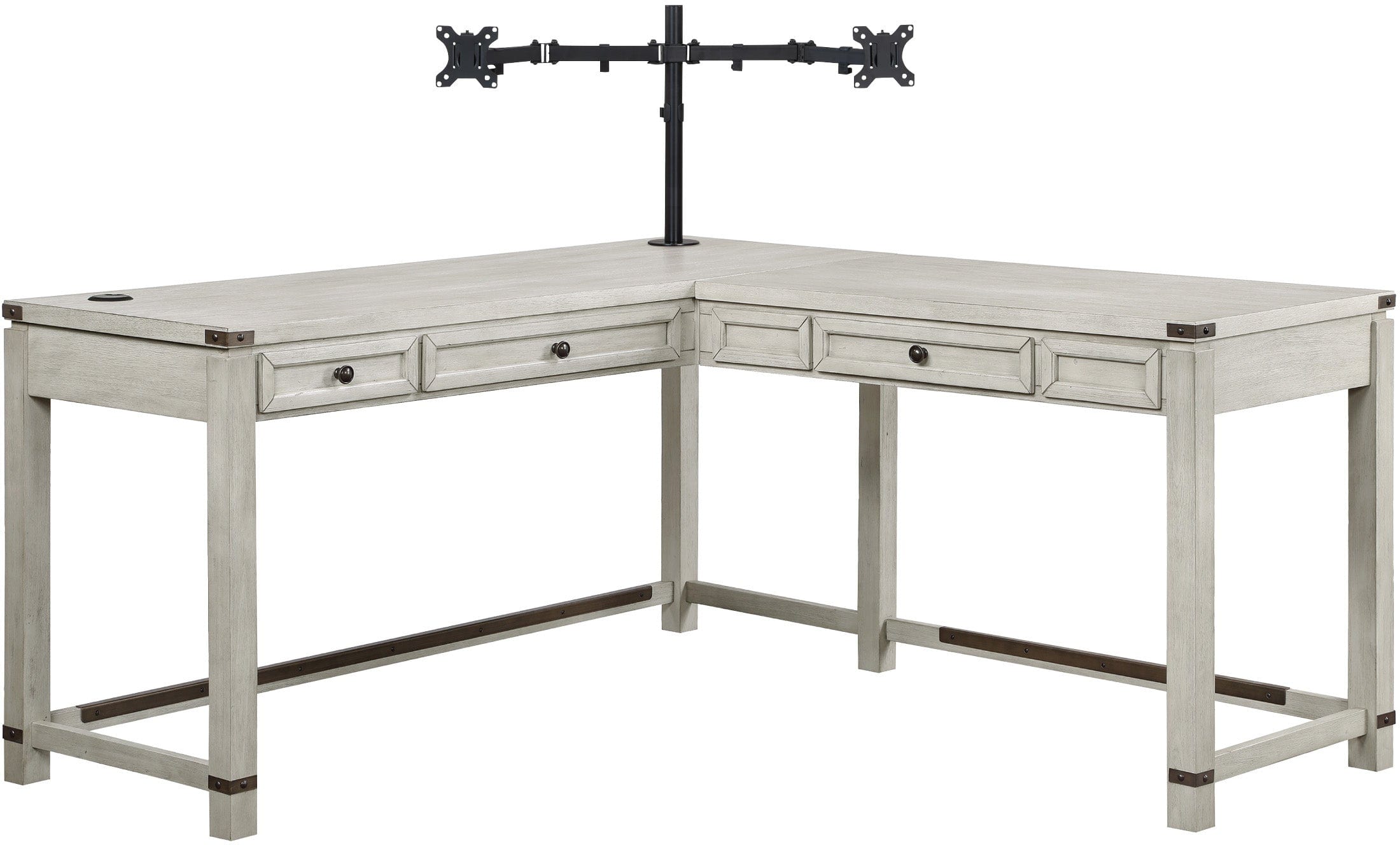 Office Star Baton Rouge L-Shaped Desk with Monitor Mount [BTL2937DM] - Ergonomic Home Office Workstation for Computer, Laptop & Gaming Setup