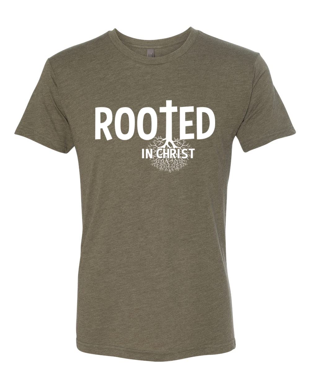 Rooted in Christ Christian Men's Premium Tri-Blend T-Shirt - Inspirational Faith Apparel for Church, Bible Study & Daily Wear