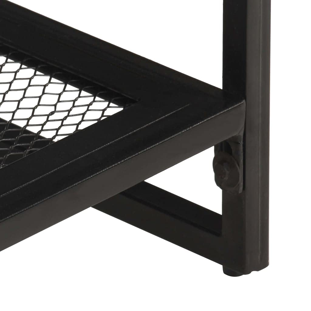 Industrial Square Side Table with Open Storage Shelf - 15.7x15.7x13.8 Inch Solid Mango Wood End Table, Accent Table for Small Spaces | Perfect for Living Room, Bedroom, Entryway & Office Decor