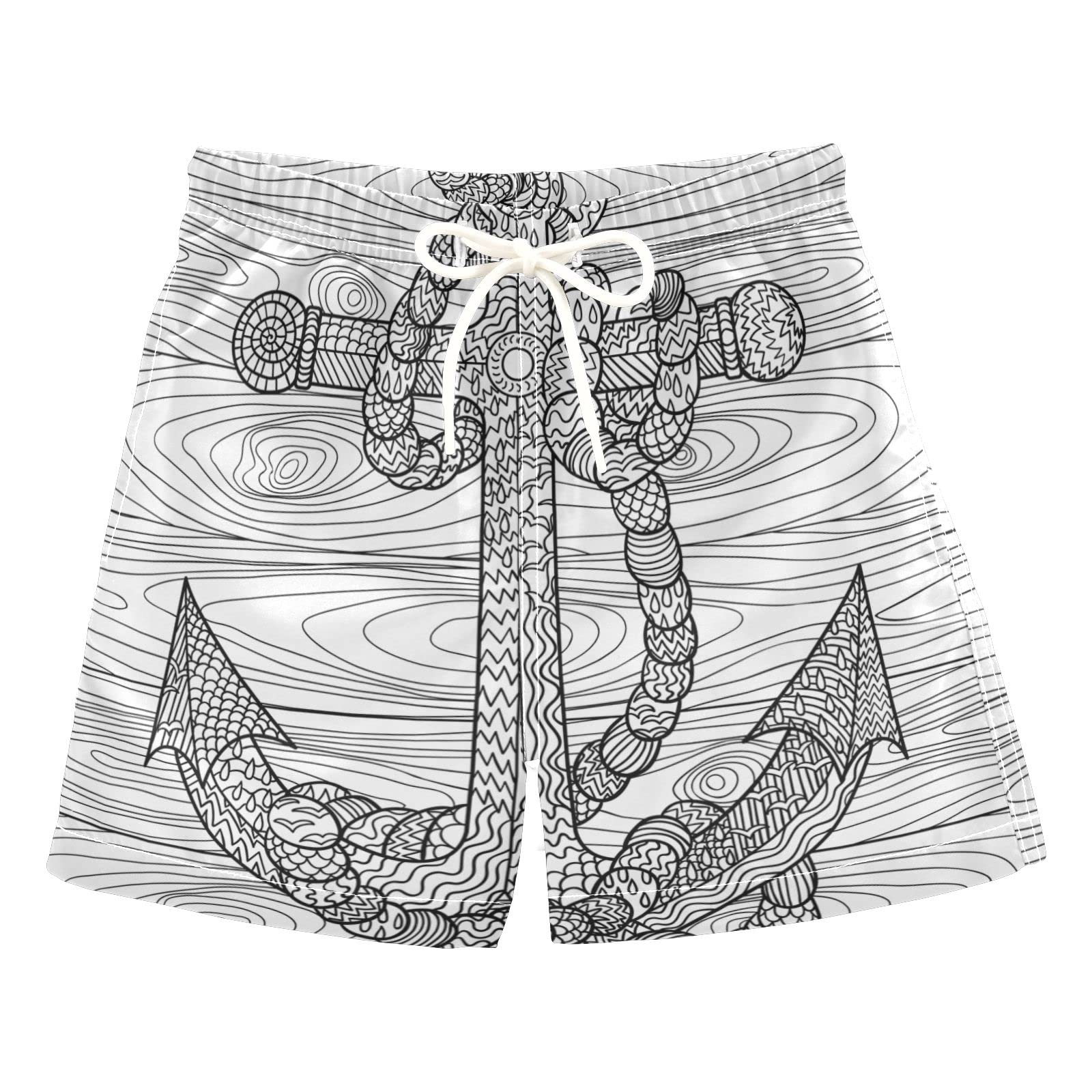**Boys Swim Trunks with Anchor & Rope Design - Quick-Dry Board Shorts for Toddler to Teens (2T-8) - Perfect for Beach, Pool & Summer Water Activities**