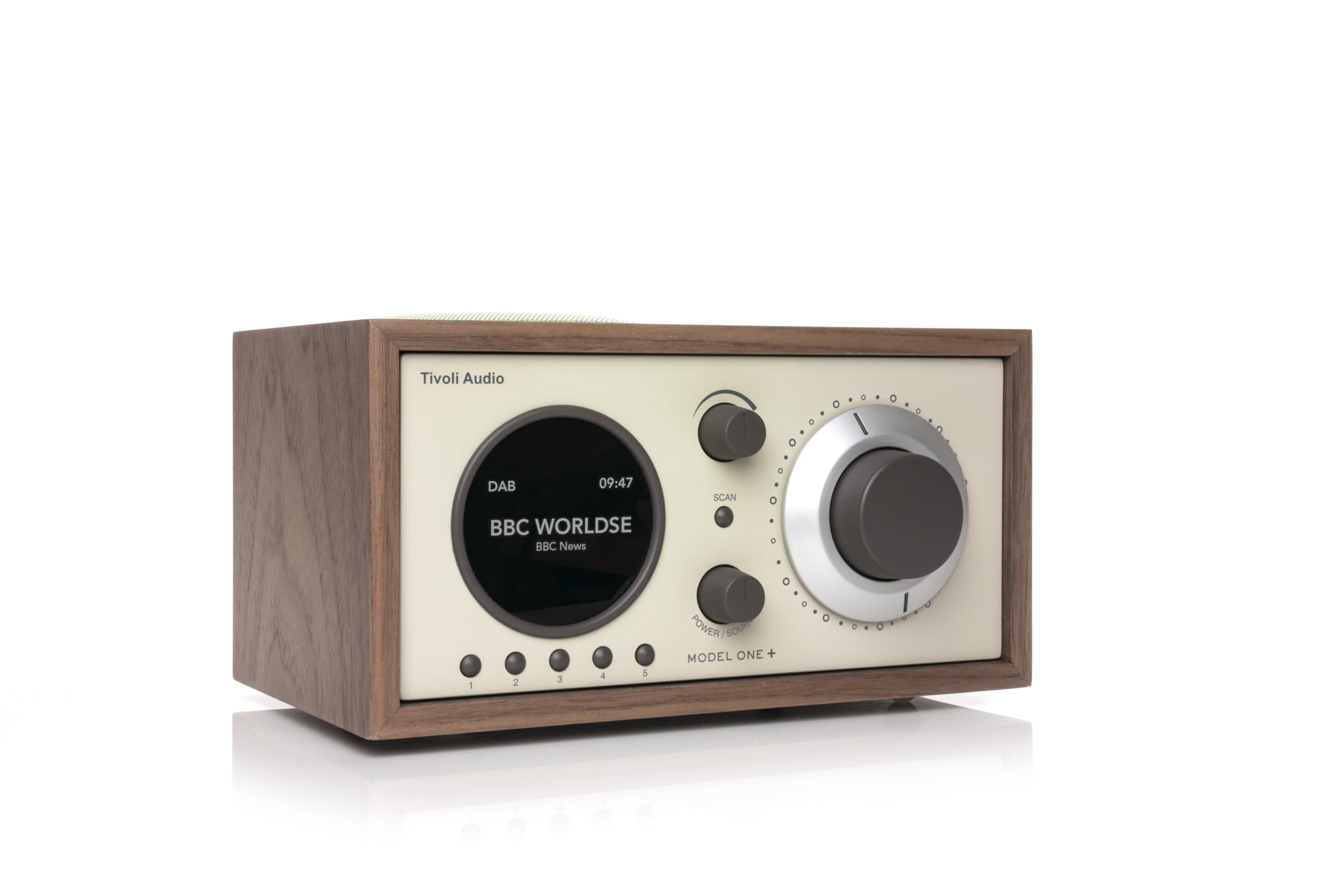 Tivoli Audio Model One + Personal Analog & Digital Radio - Premium Wooden Bluetooth Speaker (Walnut/Beige) for Home, Office & Bedroom - Classic Vintage Sound with Modern Connectivity