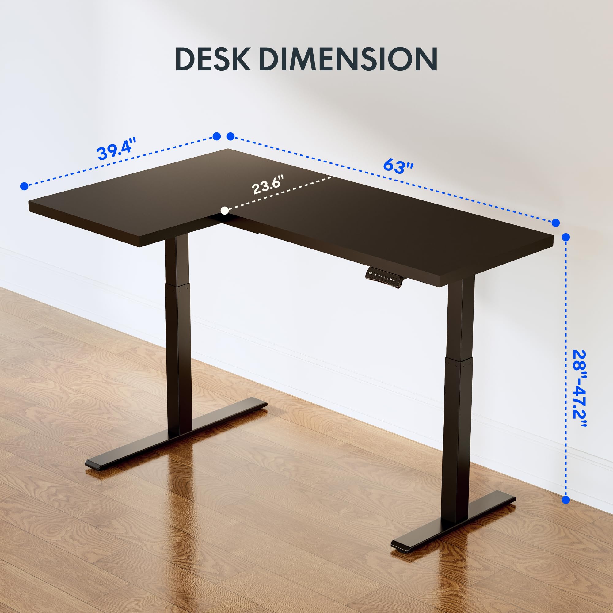 FLEXISPOT Pro Corner Desk - Dual Motor L-Shaped Electric Standing Desk, Height Adjustable Sit Stand Computer Desk with Splice Board, 63x40 Inches, Black (2 Packages) - Perfect for Home Office, Gaming & Workspace Setup