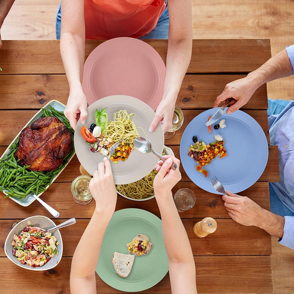 Hombrima 10-Inch Unbreakable Dinner Plates - 4 Pack, BPA Free, Dishwasher & Microwave Safe - Eco-Friendly Green Plates for Kids, Toddlers & Adults - Perfect for Family Meals, Parties & Everyday Use