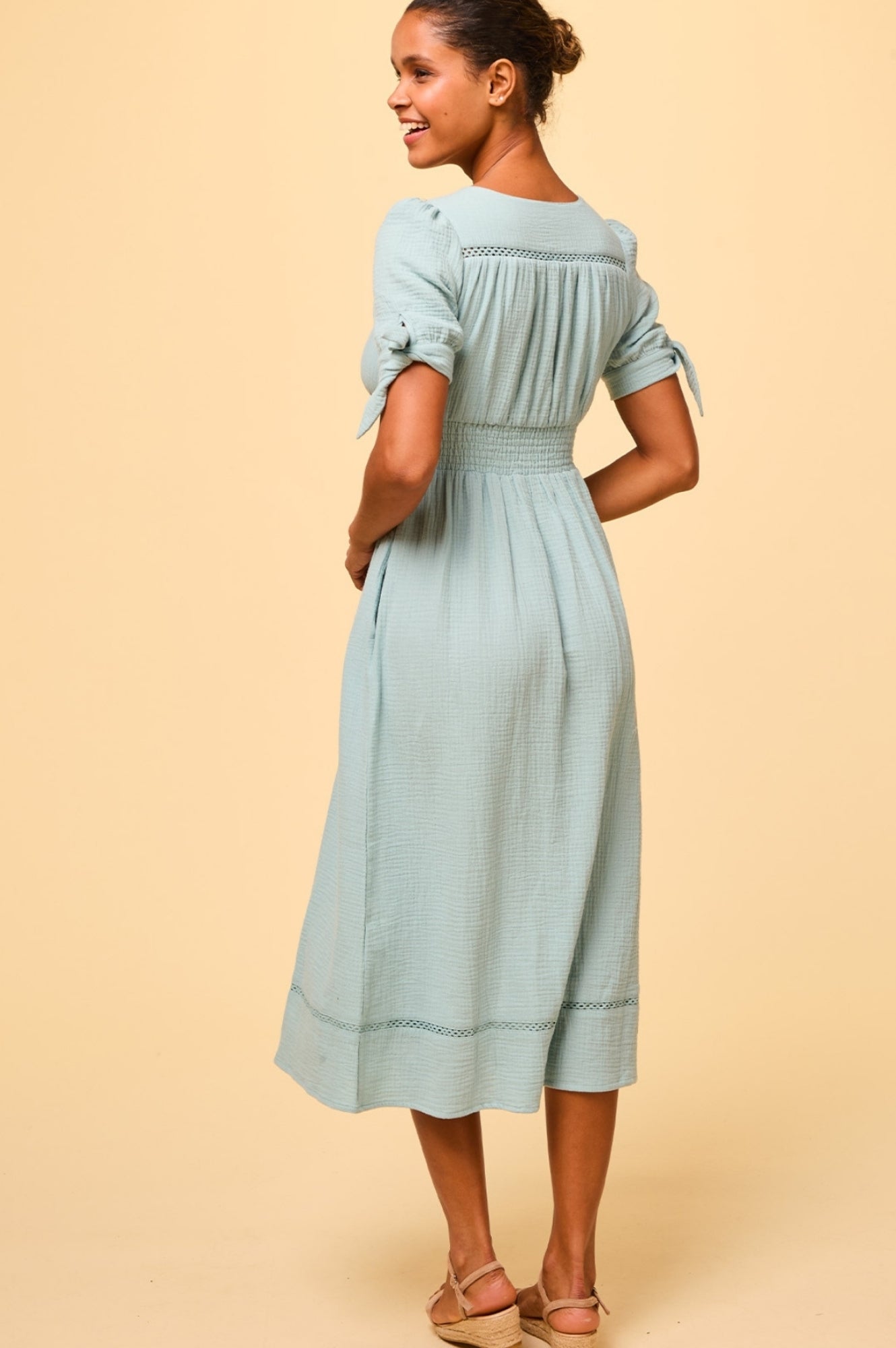 Olga Cheesecloth Dress for Women - Flowy Boho Maxi Dress in Aqua Blue | Perfect for Beach, Vacation, and Summer Outfits