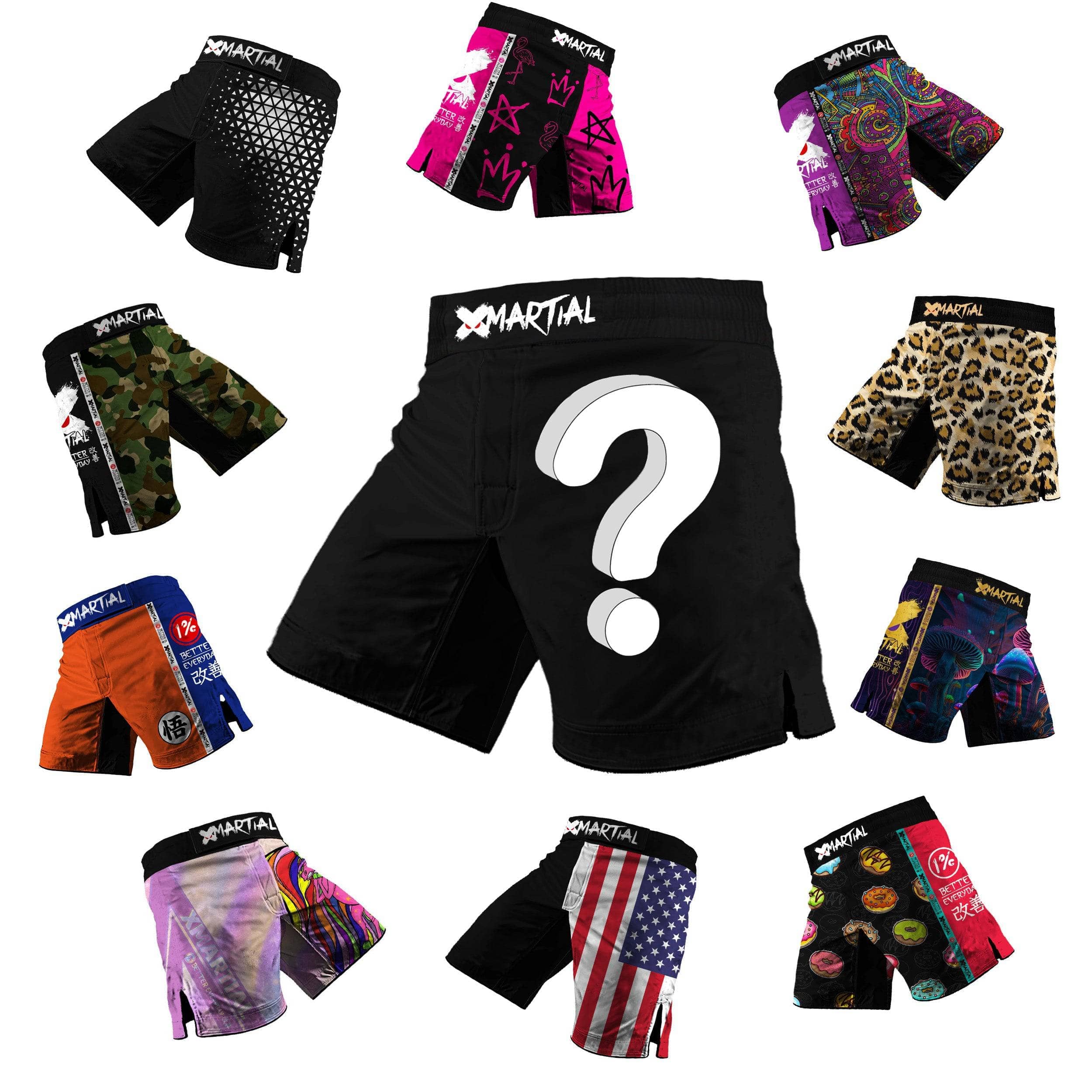 Premium Mystery Grappling Shorts - BJJ MMA No-Gi Training - Buy 1 Get 1 Free - Perfect for Brazilian Jiu-Jitsu, Wrestling & MMA Fighters