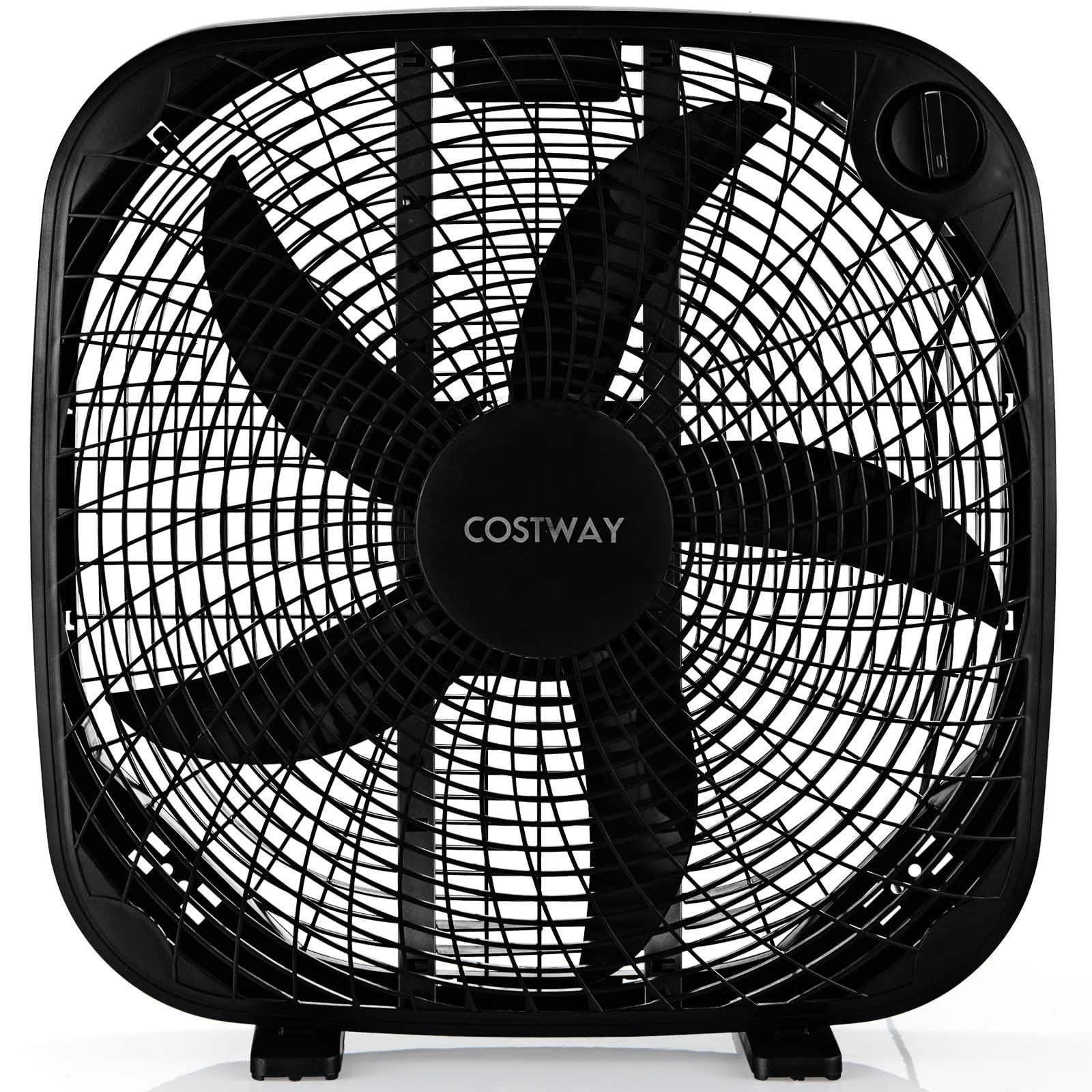 COSTWAY 20 Inch 3-Speed Box Fan with Knob Control - Portable Floor Fan with 2 Supporting Feet, Lightweight Cooling Fan for Home, Office & Garage - Powerful Air Circulation & Quiet Operation - Perfect for Bedrooms, Workshops & Indoor Spaces