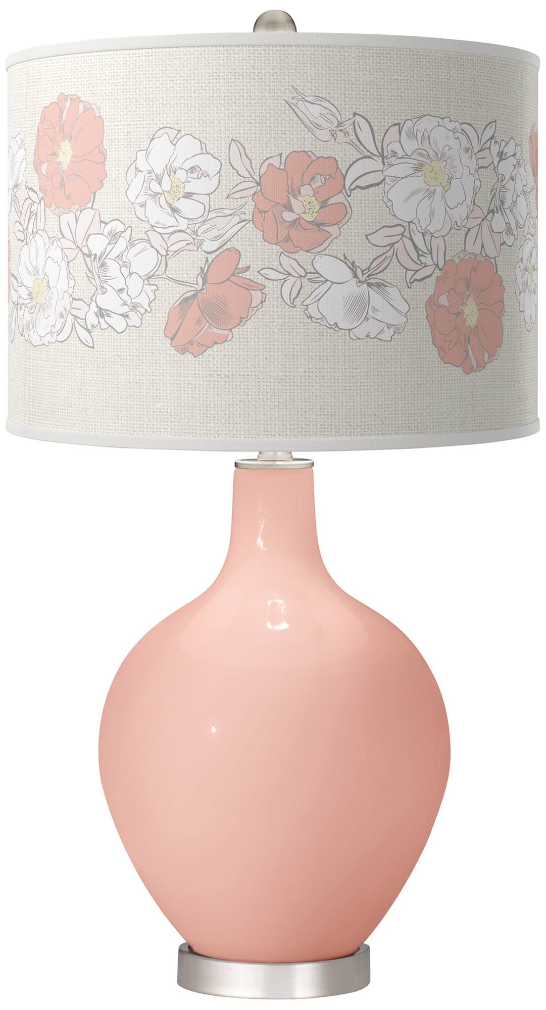 Color + Plus Rose Pink Rose Bouquet OVO Table Lamp - Romantic Bedside Lighting for Bedroom Decor & Gift Ideas
