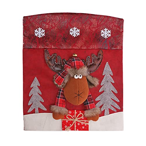 FABFEGU 1-Piece Christmas Chair Back Cover - Santa & Snowman Design for Dining Room Decor, Holiday Vendor Event Supplies & Display Candles - Perfect for Christmas Dinner Parties, Home Decorations and Seasonal Events