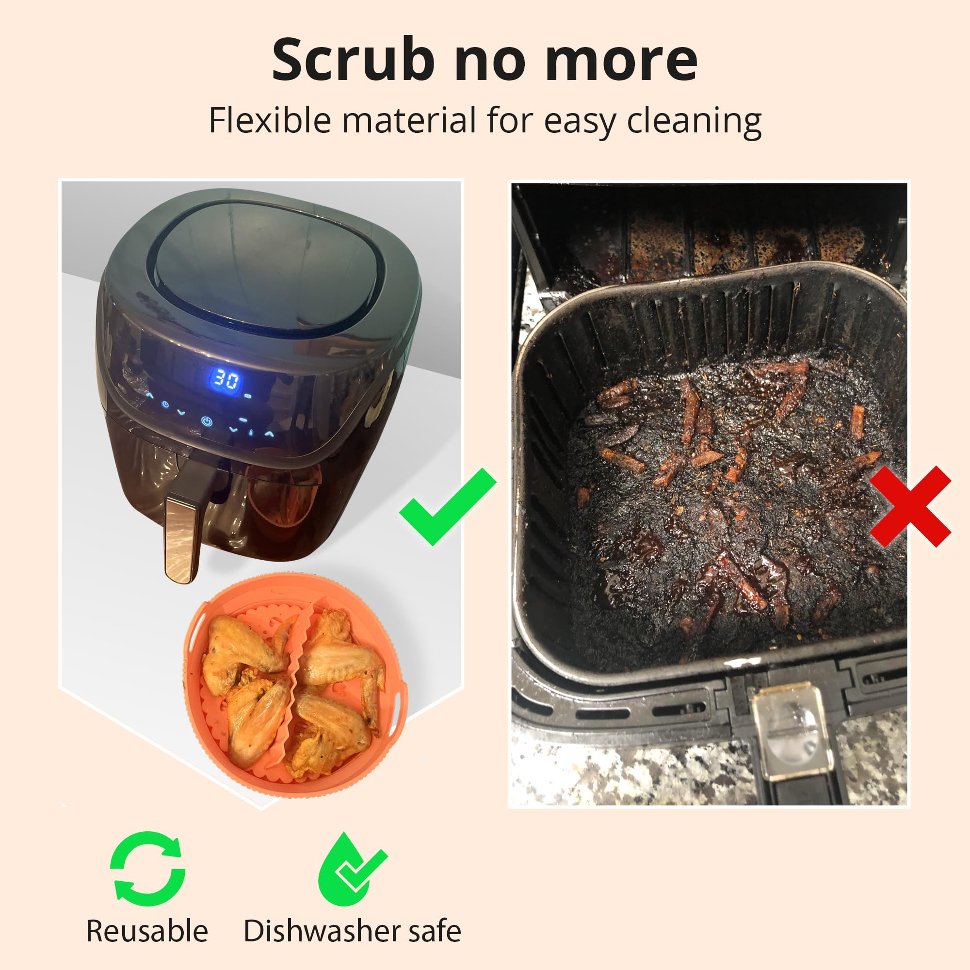 7-Piece Air Fryer Accessories Set - Non-Stick Silicone Liners, Egg Bite Mold & Reusable Basket Liner for Healthy Cooking | Perfect for Air Fryer XL, Instant Pot & Ninja Foodi | Bake, Roast & Meal Prep