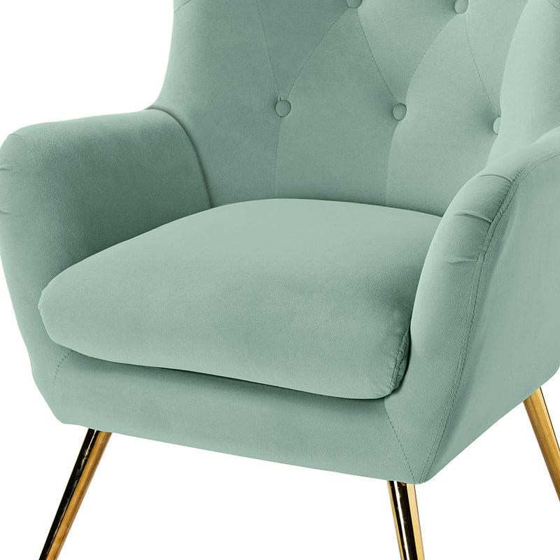 Luxury Isabelle Wingback Velvet Upholstered Armchair - High Back Accent Chair with Sturdy Metal Legs for Living Room, Bedroom & Office Decor