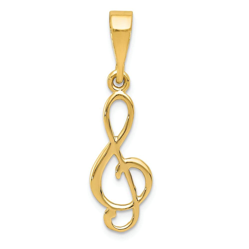 FJC Finejewelers 14k Yellow Gold Treble Clef Charm Pendant - Elegant Music Note Jewelry Gift for Musicians, Music Lovers & Special Occasions
