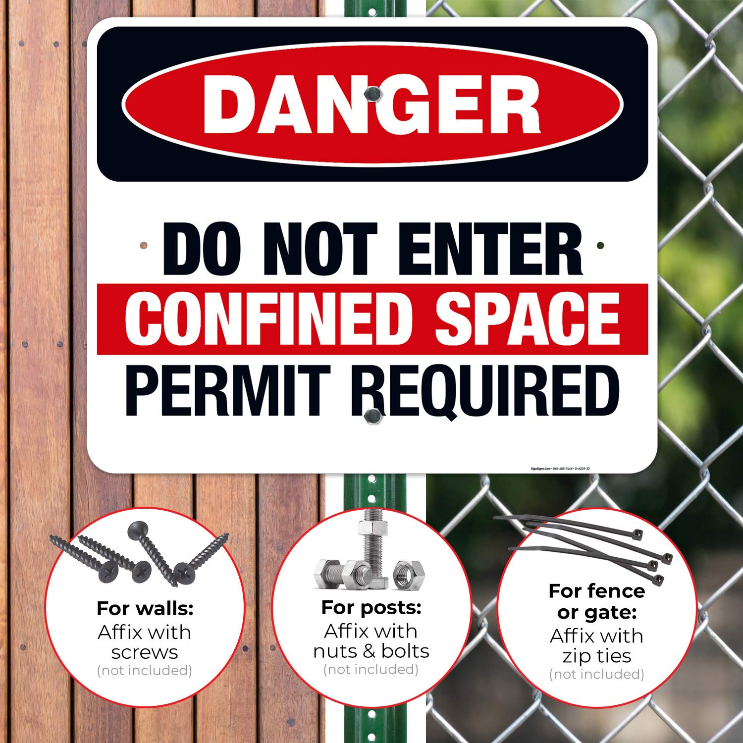 Danger Do Not Enter Confined Space OSHA Warning Sign - 24x30 Inches Rust-Free .063 Aluminum - Fade Resistant for Indoor & Outdoor Use - Made in USA - Perfect for Construction Sites, Warehouses & Industrial Safety Areas