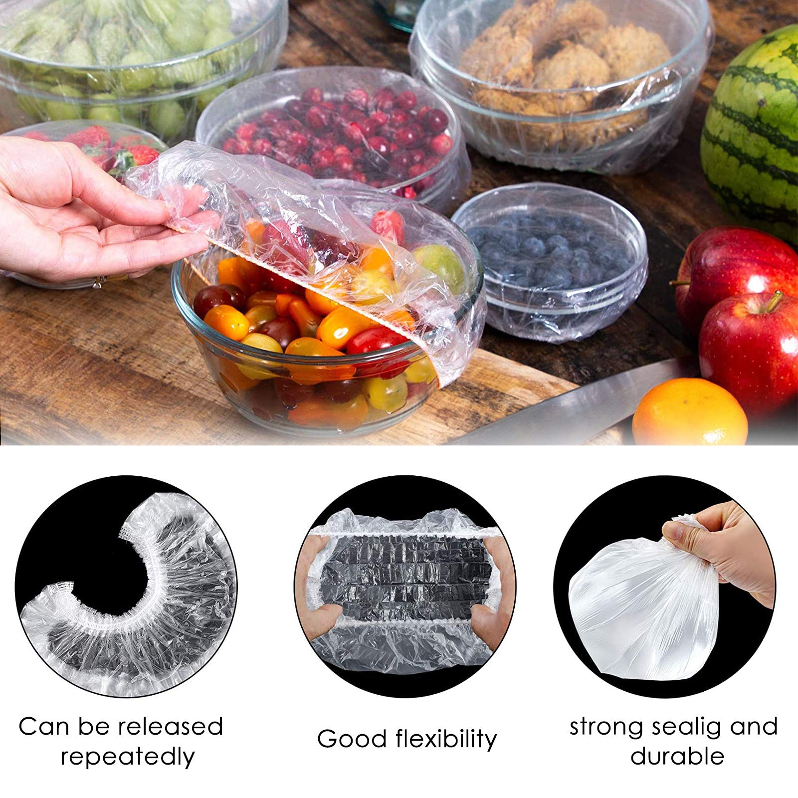 **Linkidea 50-Piece Reusable Elastic Food Storage Covers - Stretchable Bowl Covers, Plastic Wrap & Foil Alternative for Kitchen, Picnic & Meal Prep**