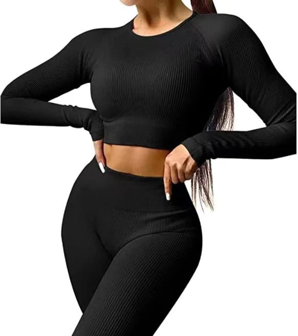 Hotexy Women's 2-Piece Seamless Yoga Set - High Waist Workout Leggings & Stretchy Sports Bra for Gym, Running & Fitness | Comfortable Activewear for Yoga, Pilates & Lounge