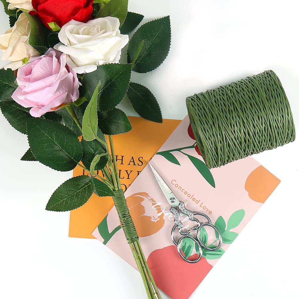 Tenn Well 656 Feet 2mm Green Floral Wire - Paper Covered Binding Wire for Flower Bouquets, Wreaths, Wedding Decorations | DIY Crafts, Christmas Ornaments, Crown Making & Garland Design (Perfect for Floral Arrangements & Holiday Decor)