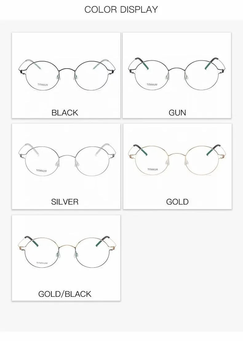 Aimee Men's Full Rim Round Screwless Titanium Eyeglasses 2248 - Lightweight & Durable Titanium Frame for Reading, Work & Everyday Use