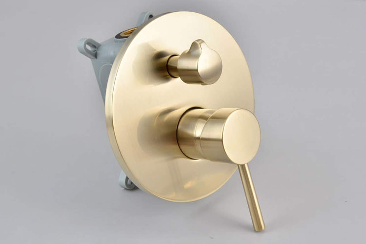 Luxury Brushed Gold Wall Mounted Bathtub Faucet Set - Solid Brass Shower Mixer Tap with Hand Shower for Bathroom & Spa - Perfect for Modern Home Renovation & Relaxing Bath Experience