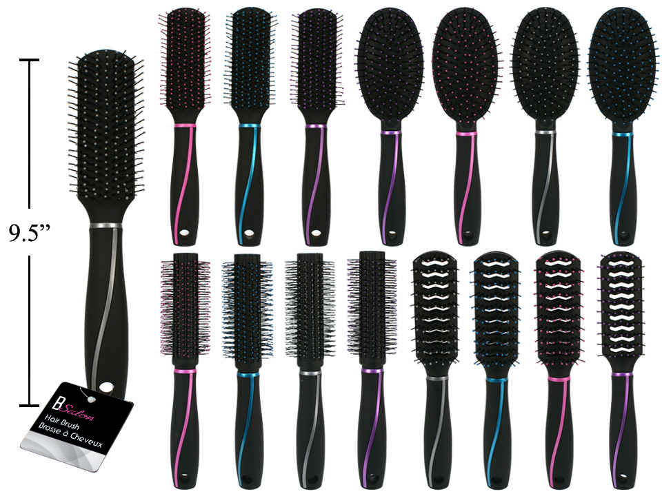 CTG Hair Brush with Rubberized Handle for Detangling & Styling - Gentle on Scalp, Perfect for Wet & Dry Hair - Home & Salon Use (Model 82043)