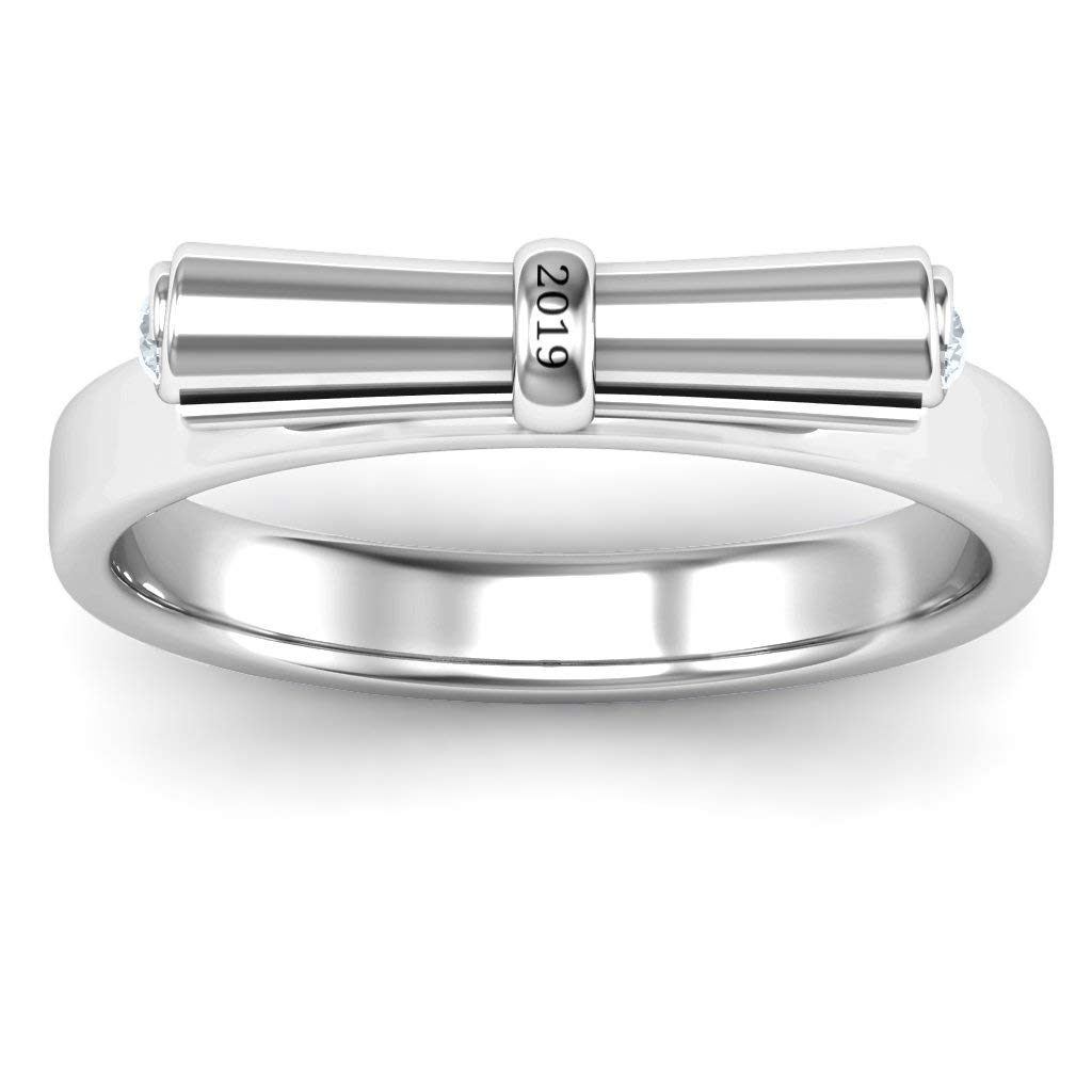 JEWLR Sterling Silver Graduation Ring for Diploma Scroll - Elegant & Durable Jewelry for Graduates, Perfect for Commencement Ceremonies & Academic Achievements