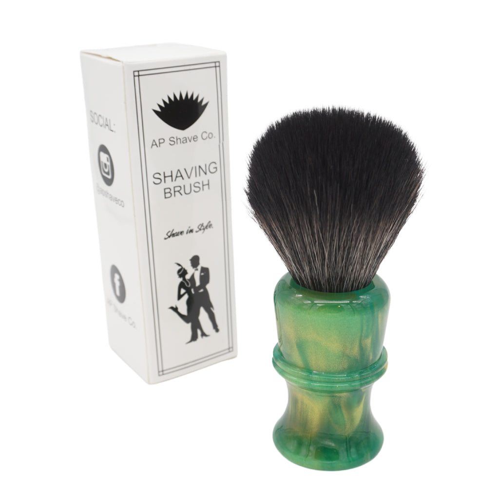 AP Shave Co. 24mm G5B Synthetic Shaving Brush - Golden Emerald Green | Premium Wet Shaving Tool for Men | Perfect for Daily Grooming & Luxury Shaving Routine